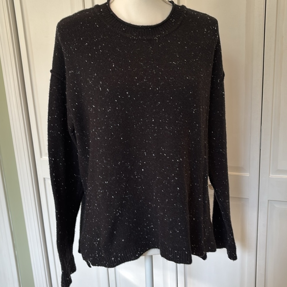 DKNY Black Crewneck Sweater with White Specks